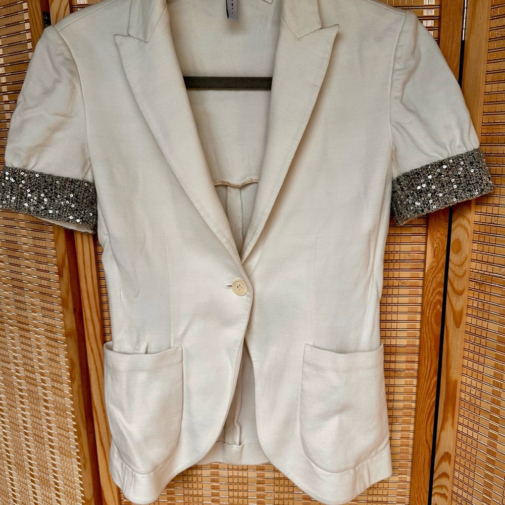 Cap Sleeve Blazer with Sequin Sleeves
